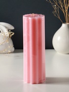 Свеча-цилиндр 7×20 см, 600 г, с крупными гранями, розовый - фото 63634320