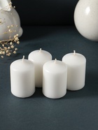 Набор: свеча-цилиндр 4×6 см, 70 г, 4 шт., белый - Фото 1