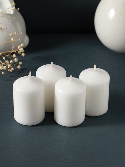 Набор: свеча - цилиндр 4×6 см, 70 г, 4 шт., белый