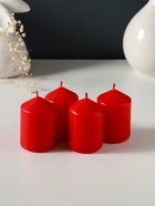 Набор: свеча-цилиндр 4×6 см, 70 г, 4 шт., красный - фото 63634334