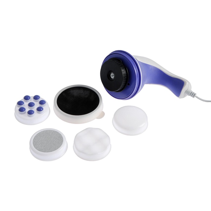 УЦЕНКА Массажёр для тела Luazon LEM-44, 5 насадок, плавная регулировка, 220 В, бело-синий - Фото 1