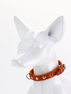 Ошейник кожаный однослойный украшенный, 1,2 см, ОШ 20-26 см микс цветов - фото 809369259