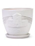 Горшок цветочный с поддоном 1,4 л, d15/h13 см белый керамика, "Голландия" (М) 10959214