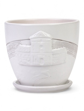 Горшок для цветов «Голландия», 1.4 л, d=14.5 см, h=13.5 см, керамический, с поддоном, белый