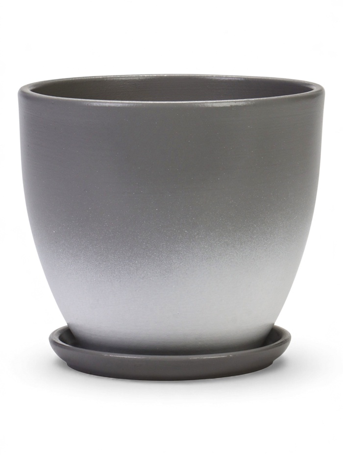 Горшок для цветов «Туман», 1.4 л, d=15 см, h=13.5 см, керамический, с поддоном, серый - Фото 1