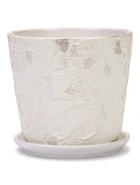 Горшок цветочный с поддоном 1,45 л, d15/h14 см белый керамика, "Венера" (М) 10959218