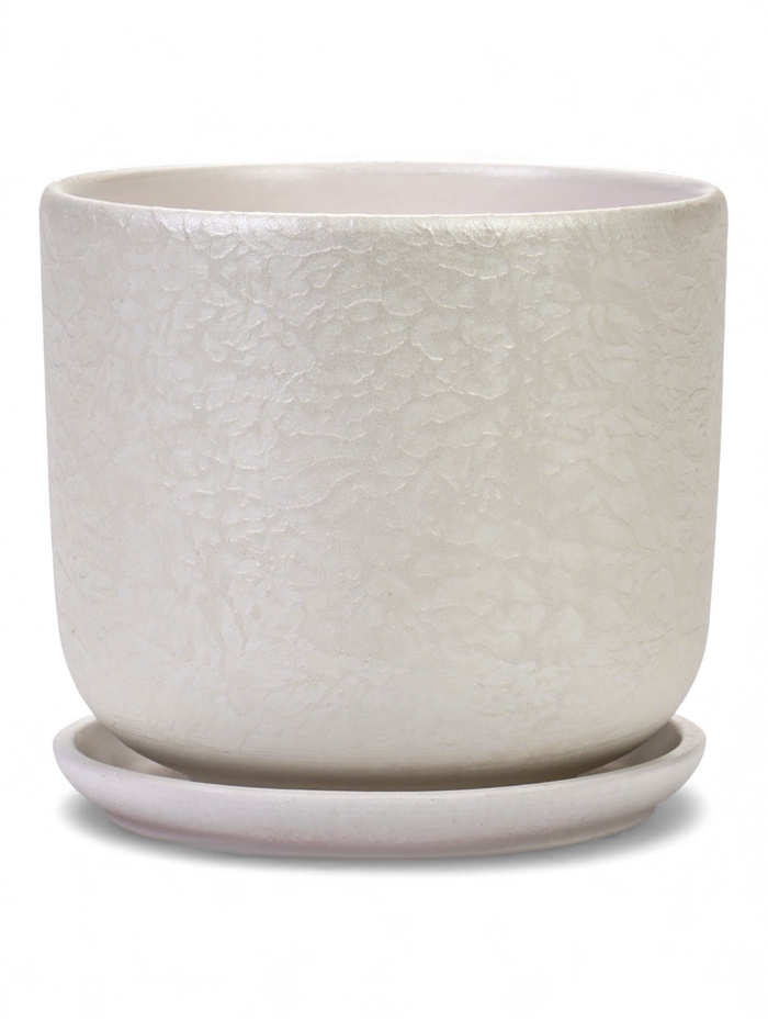 Горшок для цветов «Жемчуг», 1.6 л, d=14.5 см, h=13 см, керамический, с поддоном, белый - Фото 1