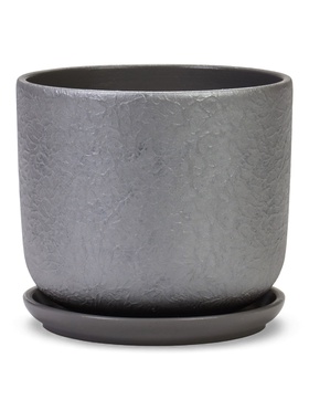 Горшок для цветов «Жемчуг», 1.6 л, d=15 см, h=13 см, керамический, с поддоном, серый 10959222