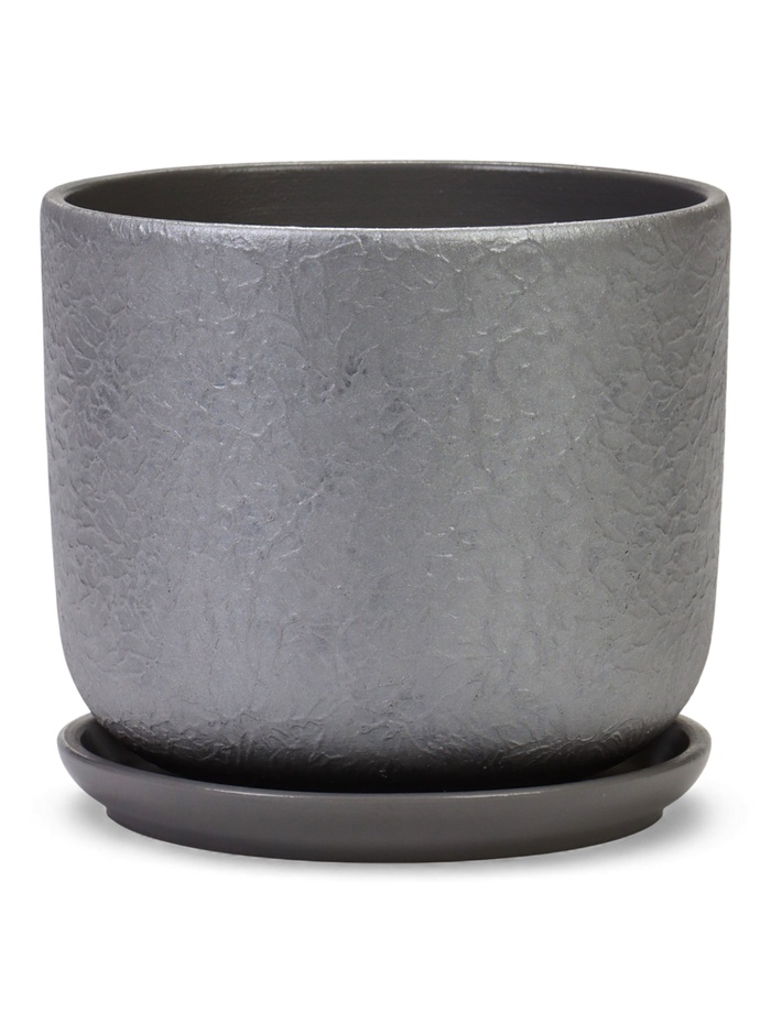 Горшок для цветов «Жемчуг», 1.6 л, d=15 см, h=13 см, керамический, с поддоном, серый - Фото 1