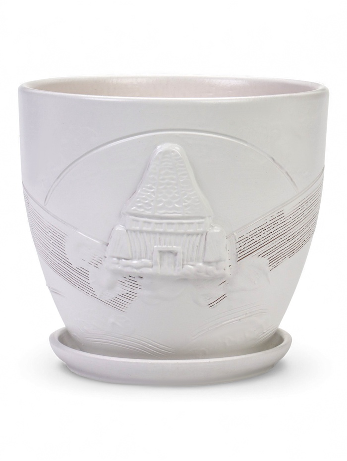 Горшок для цветов «Голландия», 2.5 л, d=17.5 см, h=16 см, керамический, с поддоном, белый