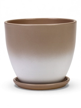 Горшок цветочный с поддоном 2,5 л, d18/h16 см капучино керамика, 