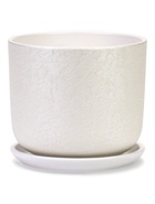 Горшок для цветов «Жемчуг», 3 л, d=17.5 см, h=15.5 см, керамический, с поддоном, белый 10959229