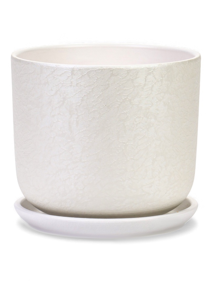 Горшок для цветов «Жемчуг», 3 л, d=17.5 см, h=15.5 см, керамический, с поддоном, белый - Фото 1