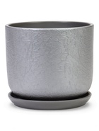 Горшок цветочный с поддоном 3 л, d18/h15,5 см серый керамика, "Перл" (М) 10959231