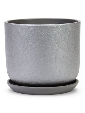 Горшок для цветов «Жемчуг», 3 л, d=18 см, h=15.5 см, керамический, с поддоном, серый 10959231