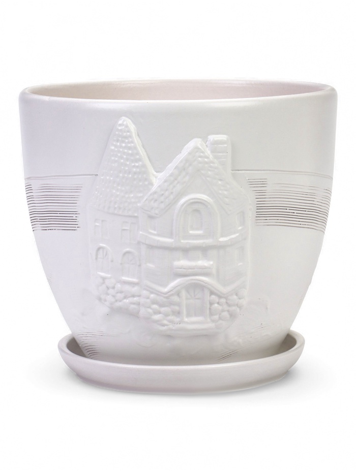 Горшок для цветов «Голландия», 5 л, d=21.5 см, h=19.5 см, керамический, с поддоном, белый