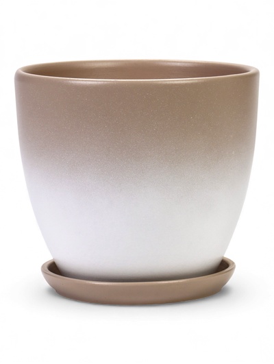 Горшок для цветов «Туман», 5 л, d=21.5 см, h=19.5 см, керамический, с поддоном, коричневый