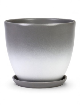 Горшок для цветов «Туман», 5 л, d=22 см, h=19.5 см, керамический, с поддоном, серый 10959236
