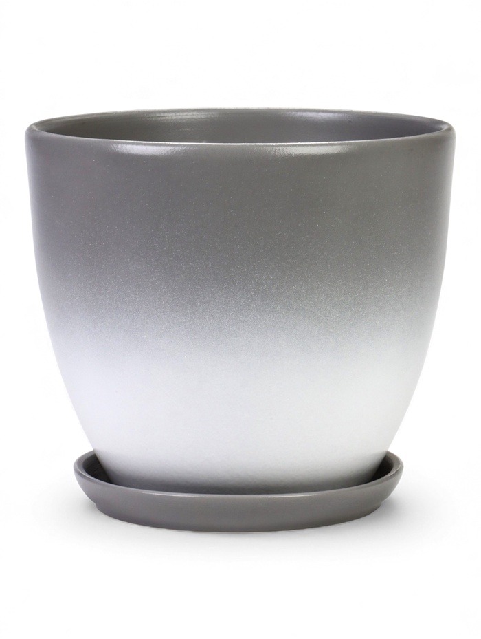 Горшок для цветов «Туман», 5 л, d=22 см, h=19.5 см, керамический, с поддоном, серый - Фото 1