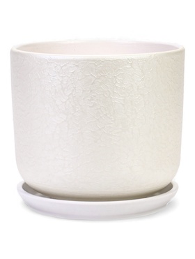 Горшок цветочный с поддоном 5,4 л, d22/h19 см белый керамика, 