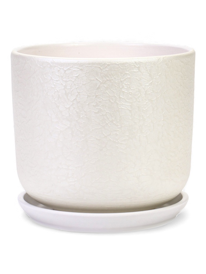 Горшок для цветов «Жемчуг», 5.4 л, d=21.5 см, h=19 см, керамический, с поддоном, белый - Фото 1