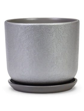 Горшок для цветов «Жемчуг», 5.4 л, d=21.5 см, h=19 см, керамический, с поддоном, серый 10959239