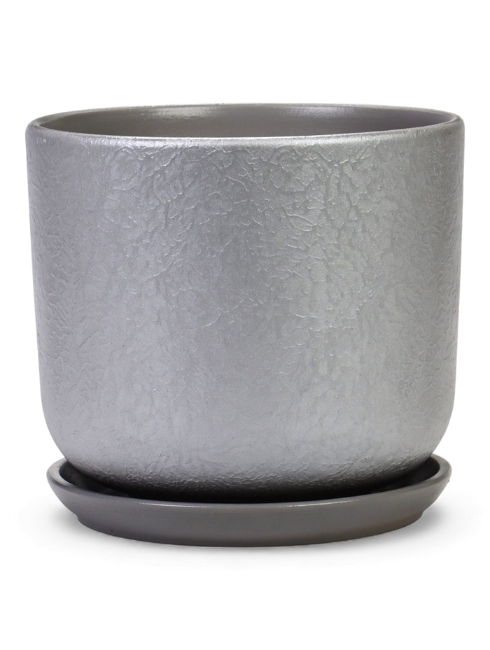 Горшок для цветов «Жемчуг», 5.4 л, d=21.5 см, h=19 см, керамический, с поддоном, серый - Фото 1