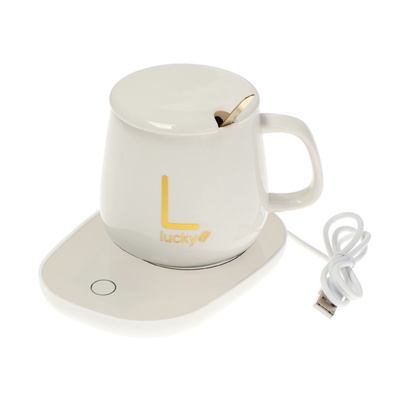 УЦЕНКА Кружка с подогревом LSK-1501, от USB, 16 Вт, белая