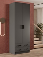 Шкаф прямой двухстворчатый «Дуэт», 2 ящика, 800×480×2200 мм, цвет графит 10954735