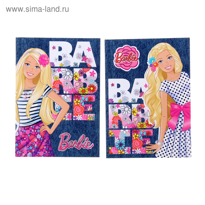Блокнот А6, 40 листов на клею Barbie, твин УФ-лак, МИКС - Фото 1