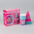 УЦЕНКА Набор бумажной посуды "Подружки", 6 тарелок, 6 стаканов, 6 колпаков, 1 гирлянда 10970464