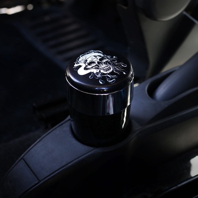 УЦЕНКА Пепельница для авто TORSO с подсветкой, череп, черный