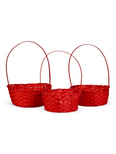 Корзина плетёная для хранения, бамбук, красная, набор 3 шт., Greengo