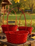 Корзина плетёная для хранения, бамбук, красная, набор 3 шт., Greengo - Фото 2