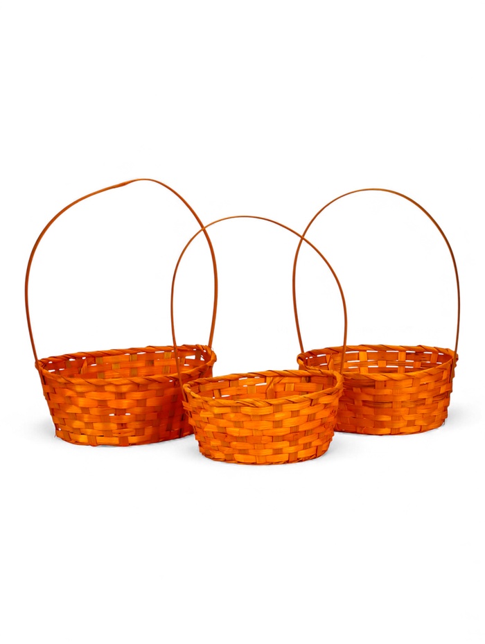 Корзина плетёная для хранения, бамбук, оранжевая, набор 3 шт., Greengo - Фото 1