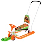 УЦЕНКА Снегокат «Тимка спорт 6 Чебурашка», со спинкой, с родительской ручкой, зелёный, оранжевый, ТС6/ЧБ1 Nika 10970542