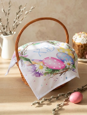 Салфетка пасхальная на стол «Пасхальный венок» 65×65 см