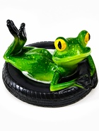 Садовая фигура из полистоуна «Лягушка на шине», 14×13×9.5 см, водоплавающая - Фото 2