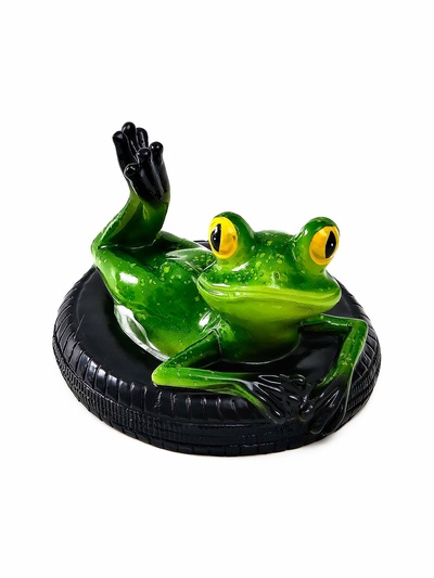 Садовая фигура из полистоуна «Лягушка на шине», 14×13×9.5 см, водоплавающая