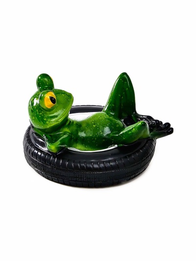 Садовая фигура из полистоуна «Лягушка лежит на шине», 14×13×9.5 см, водоплавающая