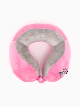 Подушка для путешествий бархатная формовая «Самолет», розовая