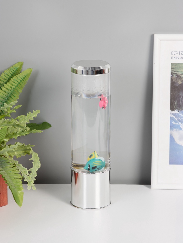 Светильник «Аквариум с рыбками», LED, RGB, 4.5 Вт, USB, серебряный, 8.7×8.7×27 см
