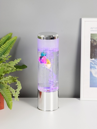Светильник «Аквариум с рыбками», LED, RGB, 4.5 Вт, USB, серебряный, 8.7×8.7×27 см