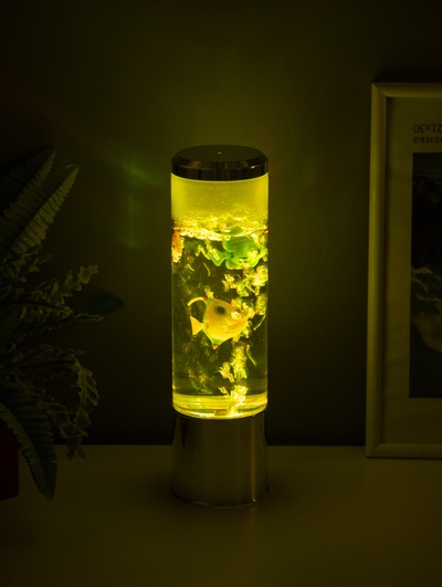 Светильник «Аквариум с рыбками», LED, RGB, 4.5 Вт, USB, серебряный, 8.7×8.7×27 см