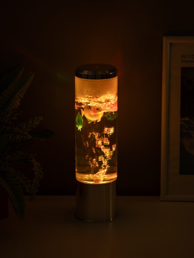 Светильник «Аквариум с рыбками», LED, RGB, 4.5 Вт, USB, серебряный, 8.7×8.7×27 см