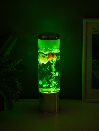Светильник «Аквариум с рыбками», LED, RGB, 4.5 Вт, USB, серебряный, 8.7×8.7×27 см