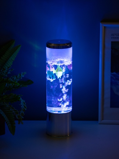 Светильник «Аквариум с рыбками», LED, RGB, 4.5 Вт, USB, серебряный, 8.7×8.7×27 см