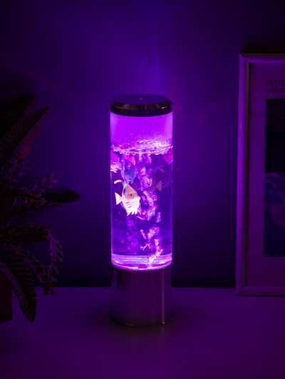 Светильник «Аквариум с рыбками», LED, RGB, 4.5 Вт, USB, серебряный, 8.7×8.7×27 см