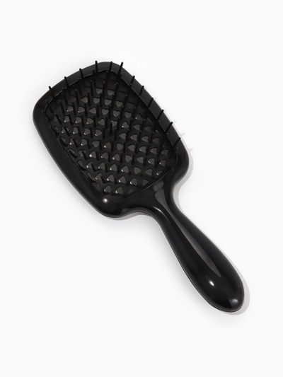 Расчёска массажная, продуваемая, широкая, 7.5×17(±1) см, чёрная