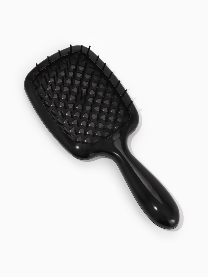 Расчёска массажная, продуваемая, широкая, 7.5×17(±1) см, чёрная - Фото 1
